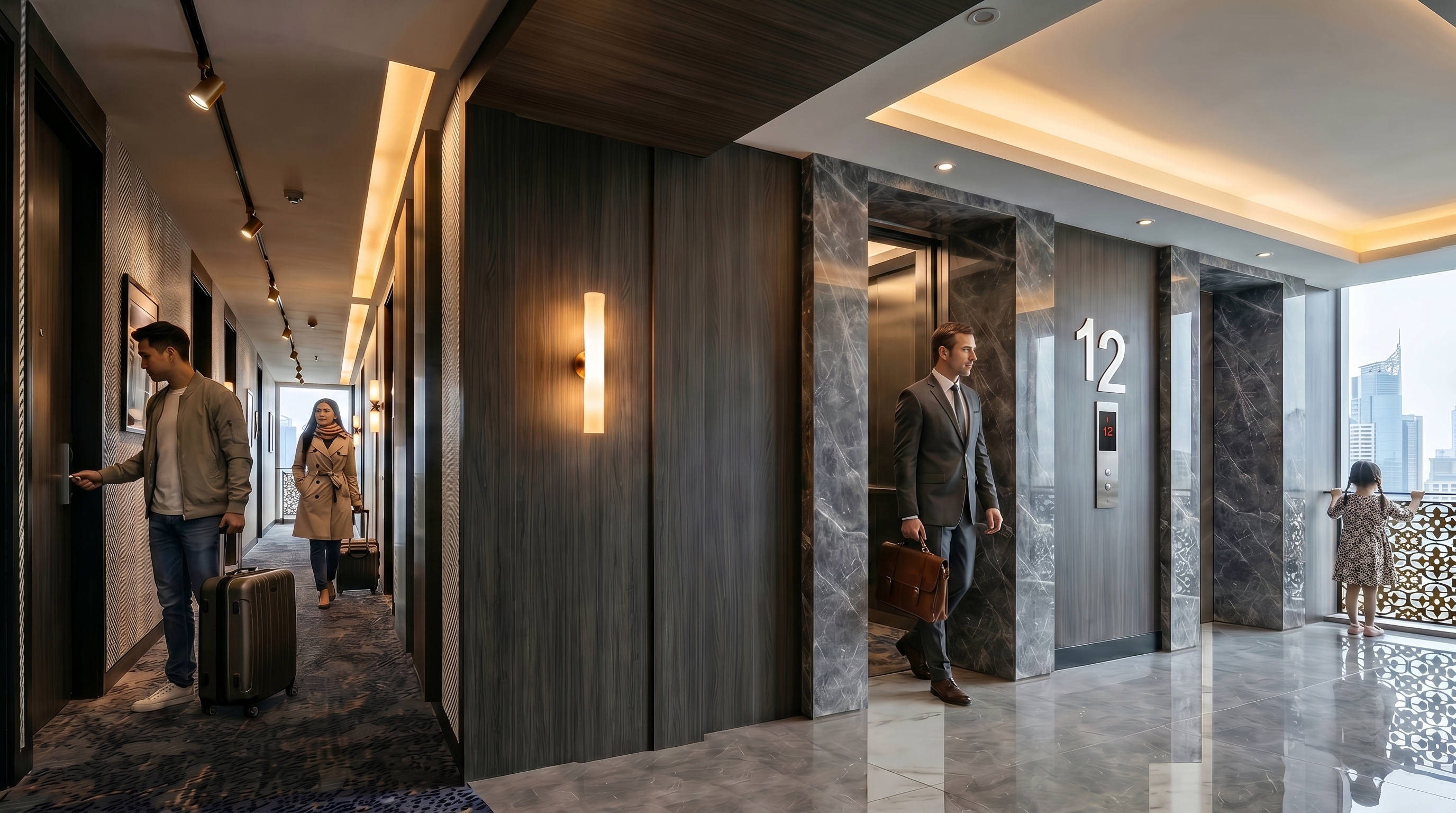 Review Desain Area Lift dan Koridor Hotel DEKA 1