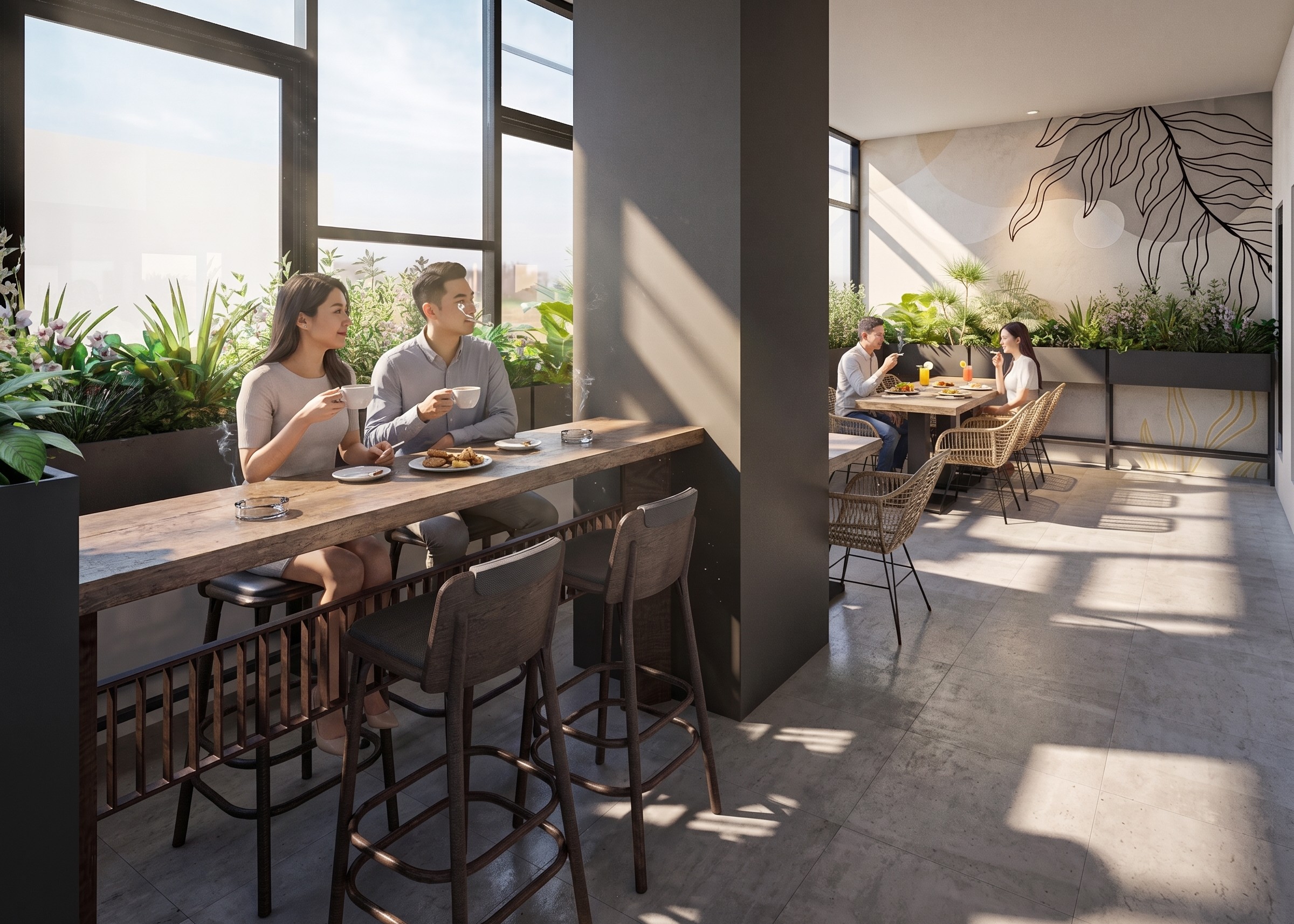 Area merokok BUFFET RESTO HOTEL dengan nuansa interior Contemporary dan tata ruang yang rapi.