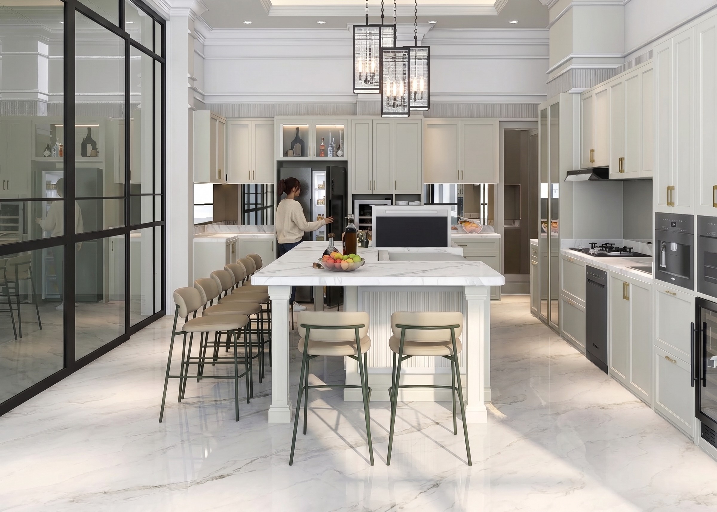 Area Dapur dan Pantry BUKIT DARMO GOLF KITCHEN dengan pendekatan interior American.