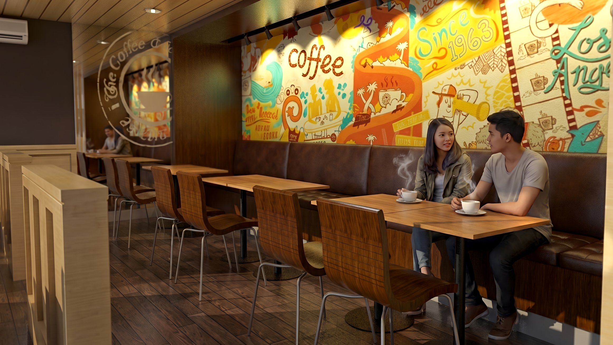 Area makan COFFEE BEAN KAREBOSI MAKASAR dengan nuansa interior Minimalist dan tata ruang yang rapi.