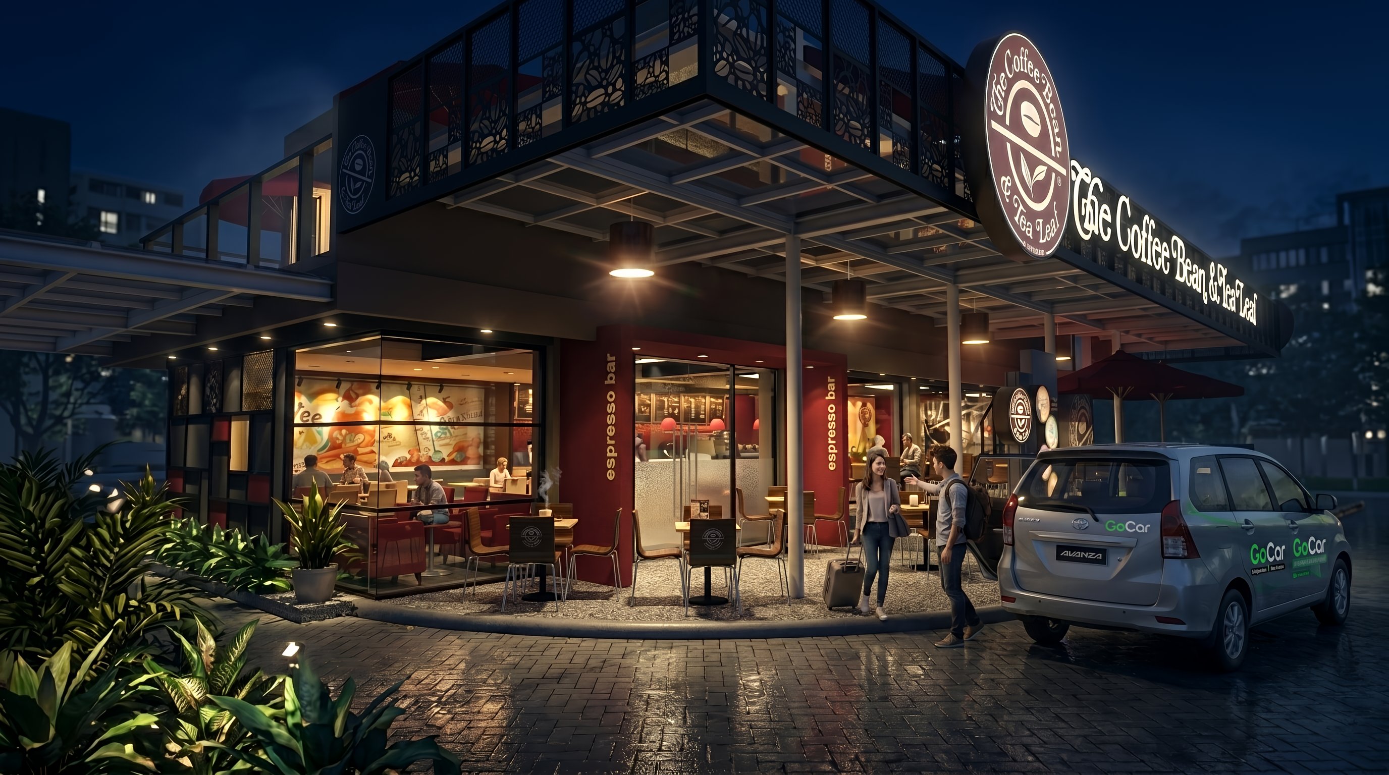 Area Fasad dan Teras COFFEE BEAN KAREBOSI MAKASAR dengan pendekatan interior Minimalist.