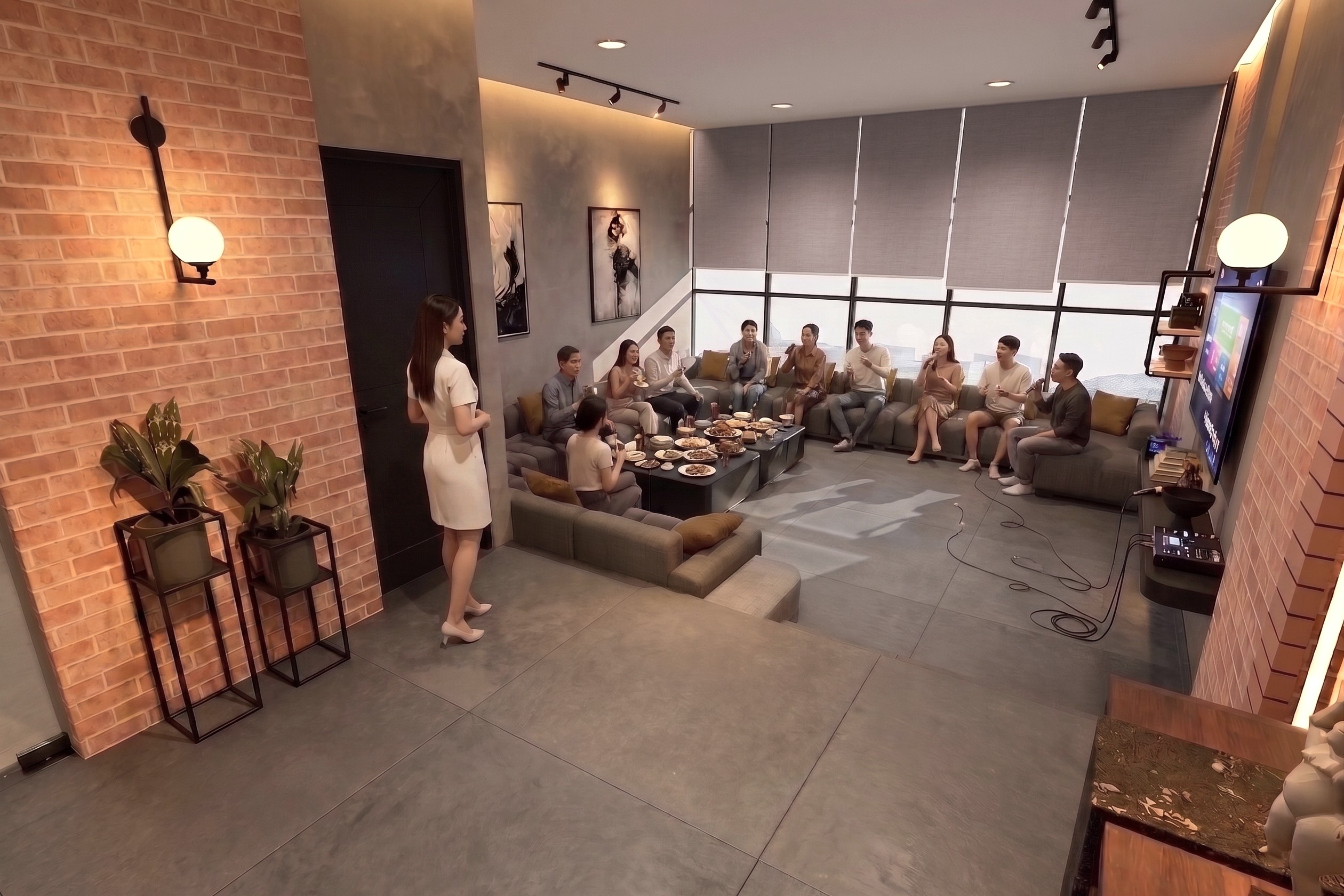 Area pertemuan MODERN MEETING SPACE dengan nuansa interior Industrial dan tata ruang yang rapi.