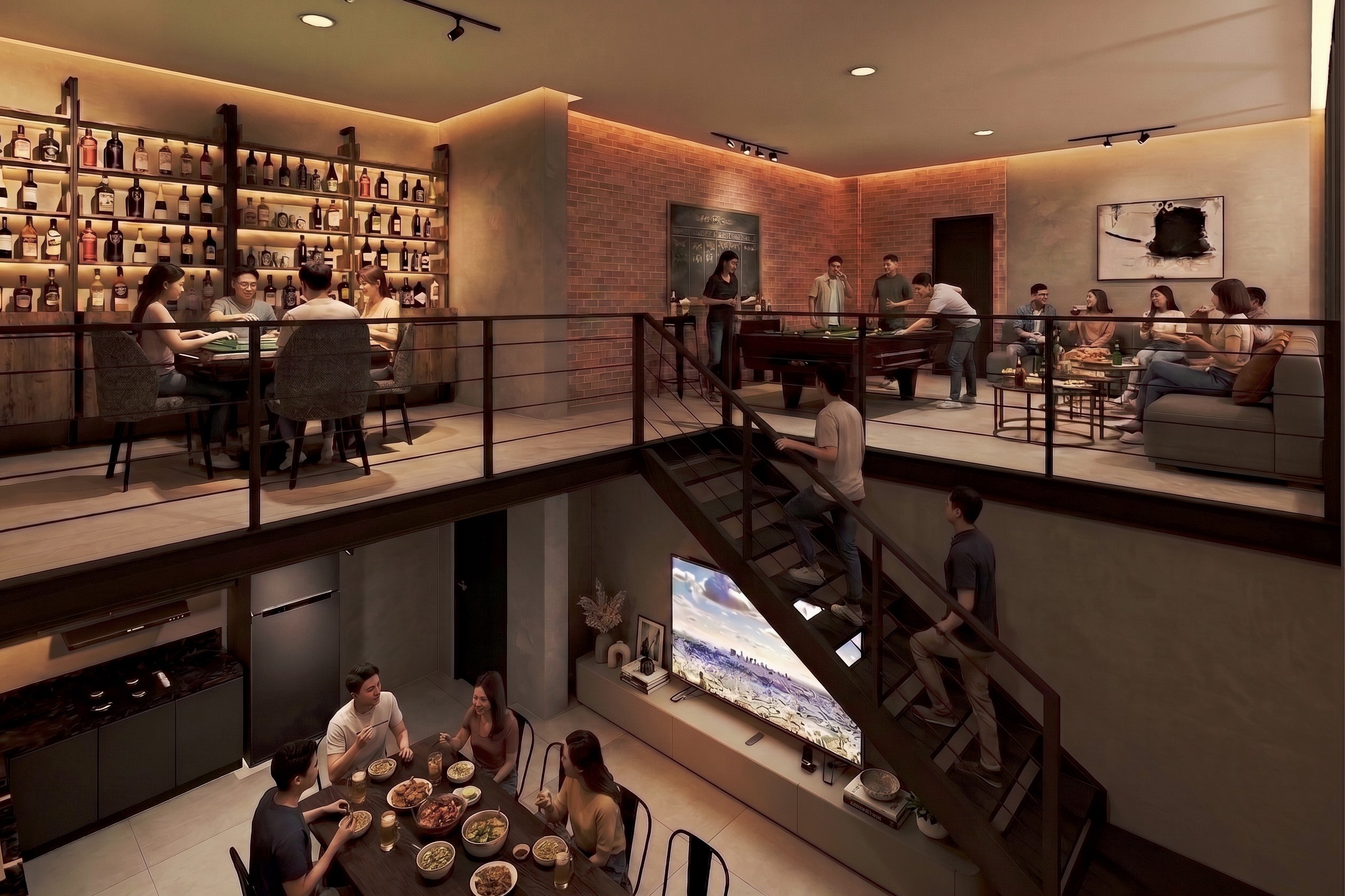 Area pertemuan MODERN MEETING SPACE dengan nuansa interior Industrial dan tata ruang yang rapi.