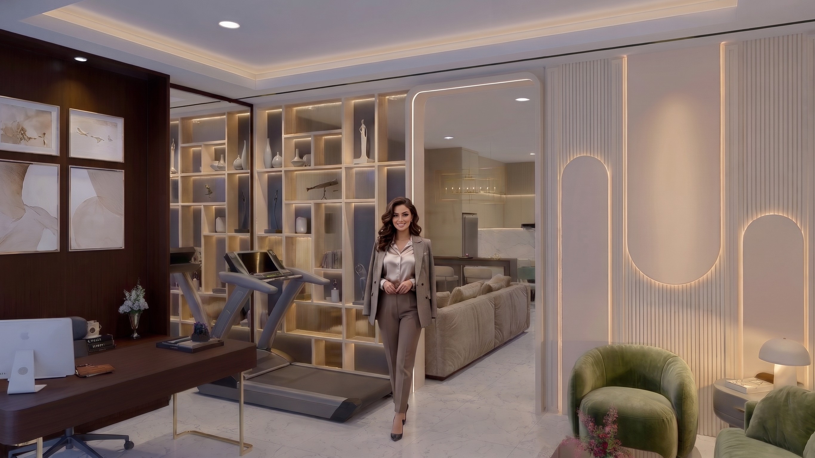 Area Ruang tamu dan Ruang kerja SPACE KECIL ELEGAN dengan pendekatan interior Modern.