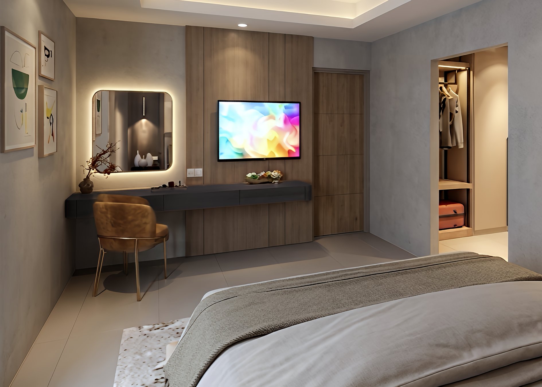 Kamar master SUITE ROOM SWISSBELL HOTEL SURABAYA dengan nuansa interior Minimalist dan tata ruang yang rapi.