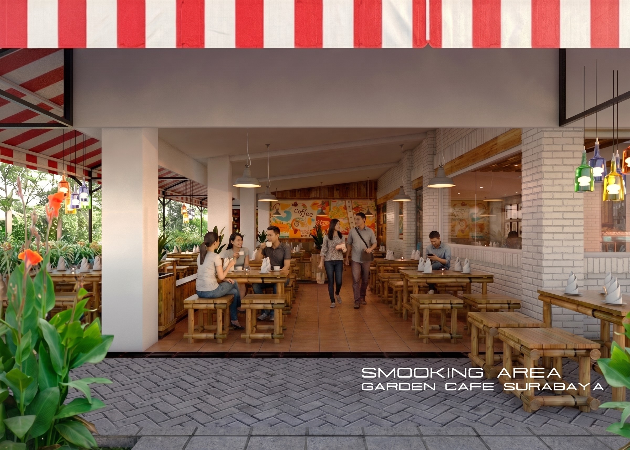 Area outdoor VINTAGE GARDEN CAFE dengan nuansa interior Vintage dan tata ruang yang rapi.