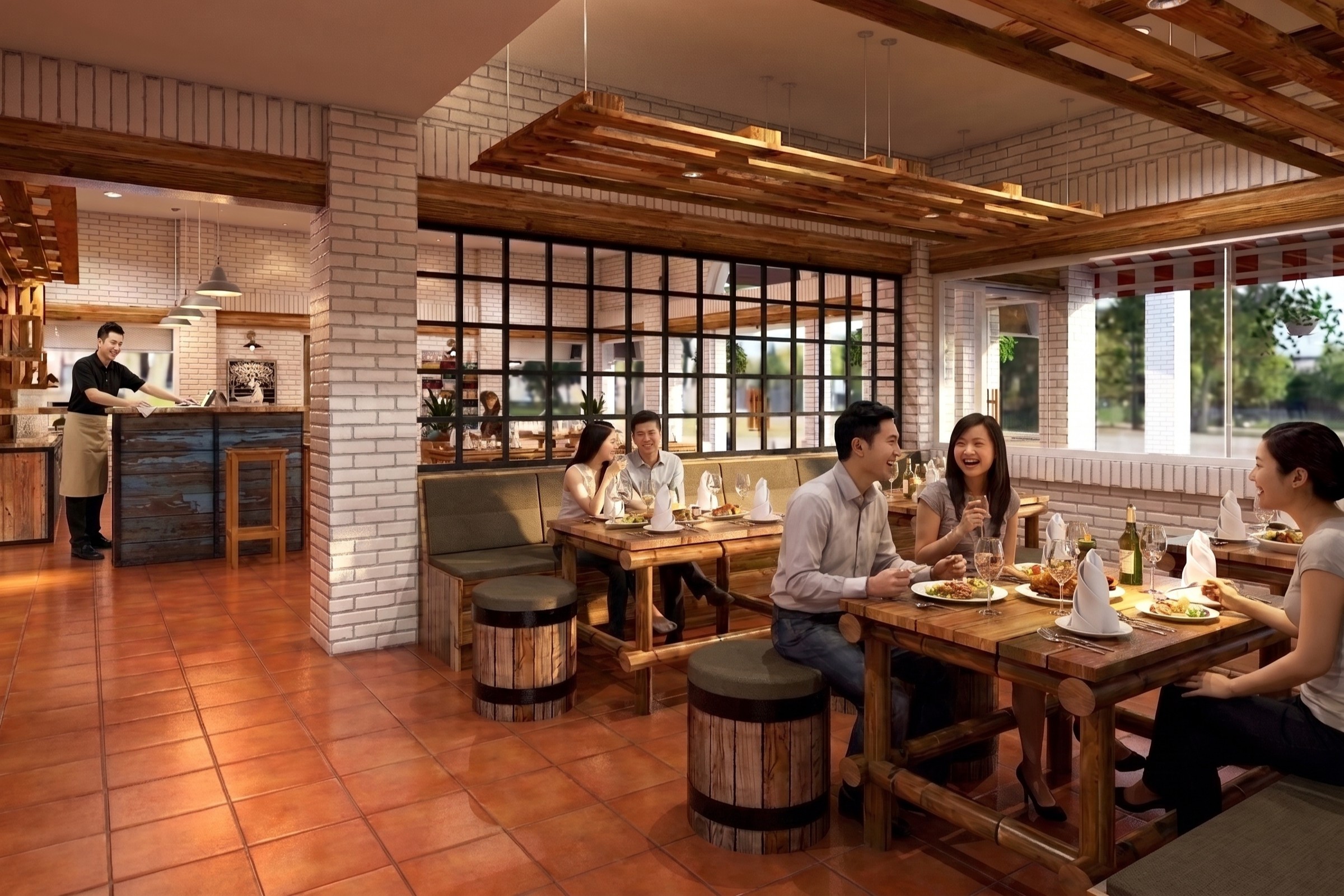 Area makan VINTAGE GARDEN CAFE dengan nuansa interior Vintage dan tata ruang yang rapi.