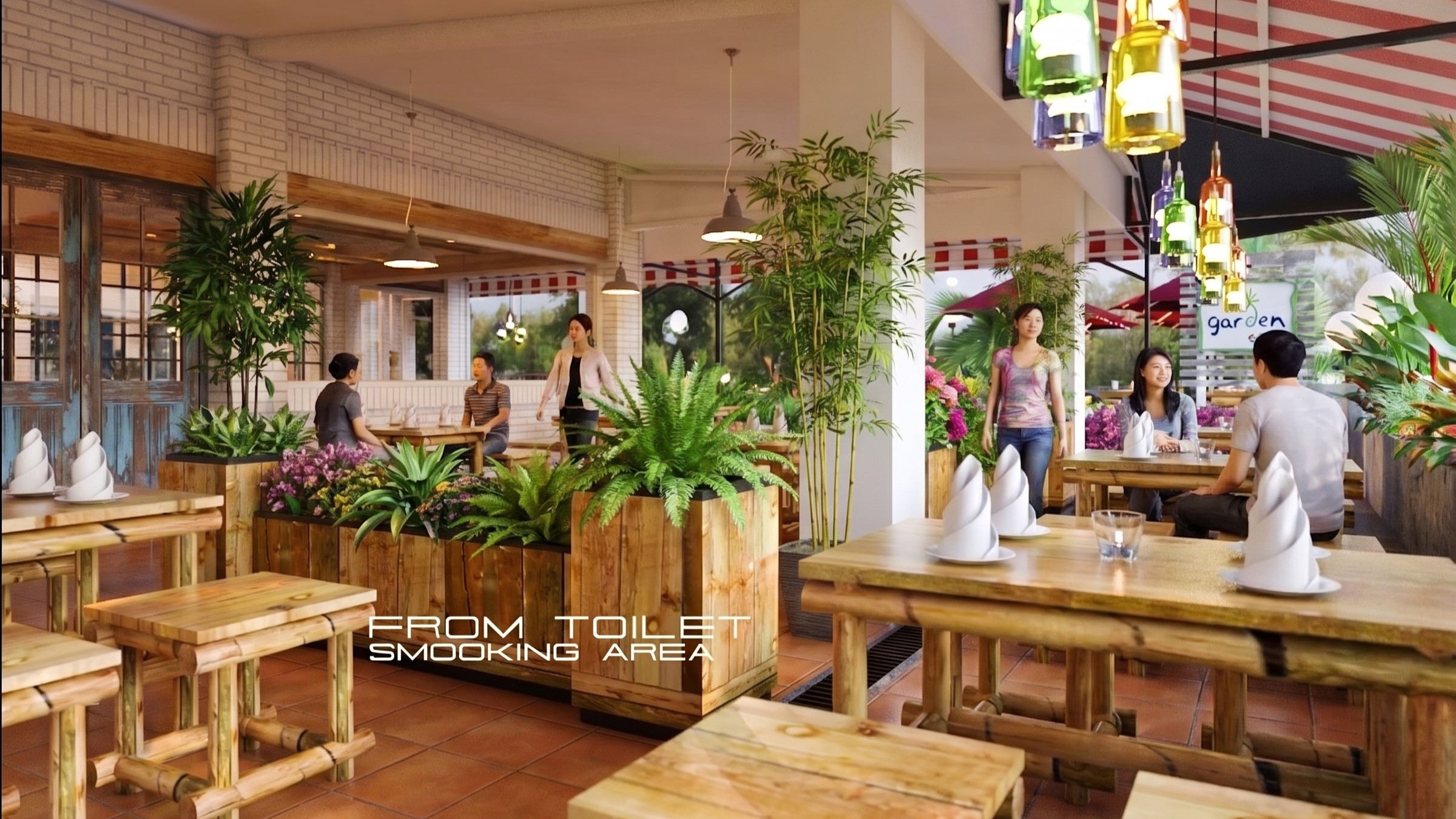 Area outdoor VINTAGE GARDEN CAFE dengan nuansa interior Vintage dan tata ruang yang rapi.