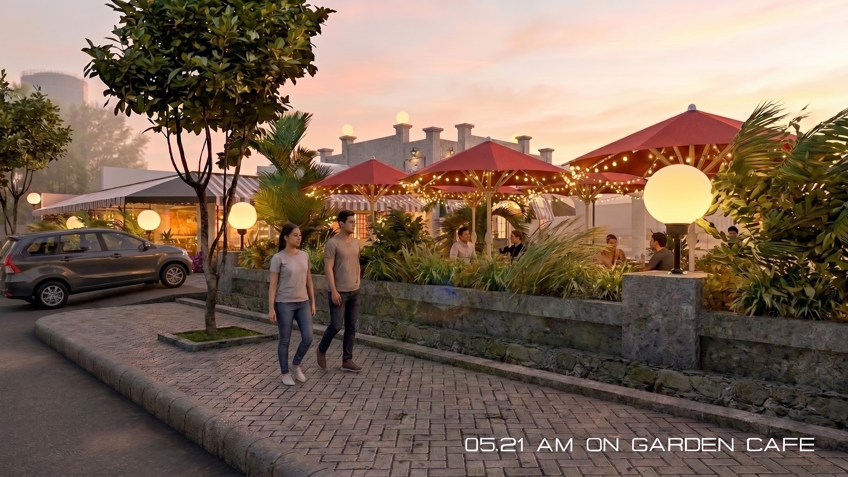 Fasad VINTAGE GARDEN CAFE dengan nuansa interior Vintage dan tata ruang yang rapi.
